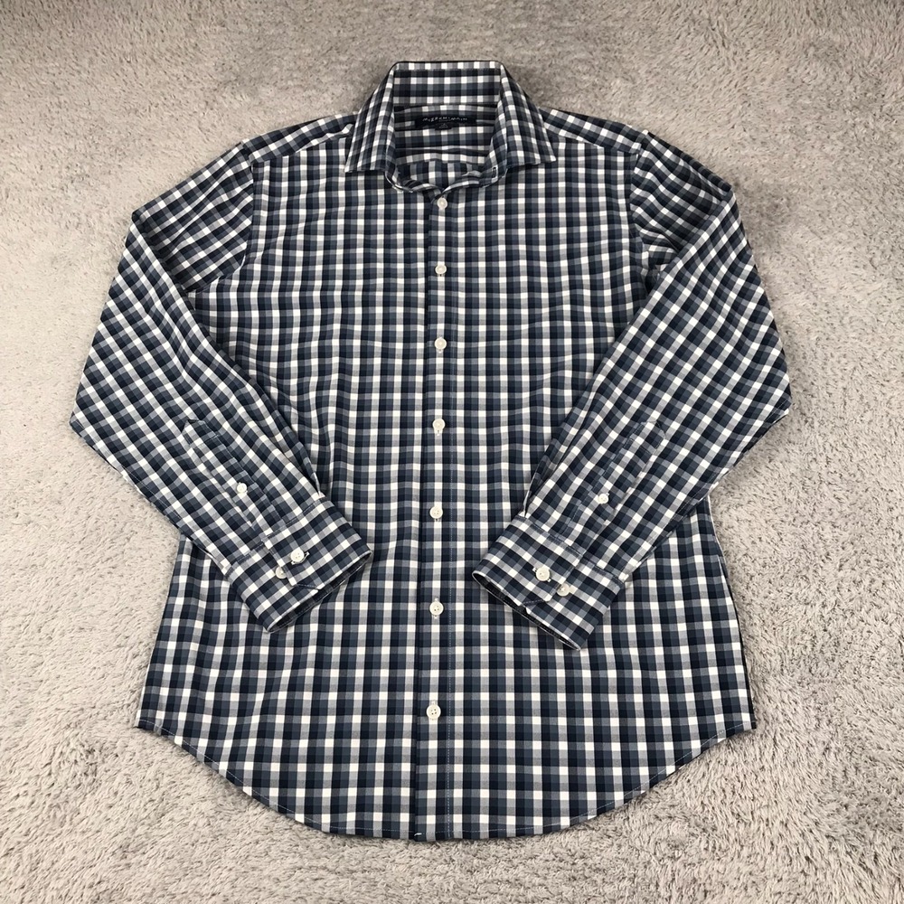 Mizzen Main Leeward Shirt Mens S Trim Navy Check Performance‎ LS Button Up
